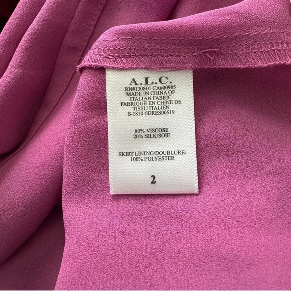 A.L.C. Kiera Velvet Dress Whimsigoth Fuchsia Pink Size 2 - Picture 10 of 13